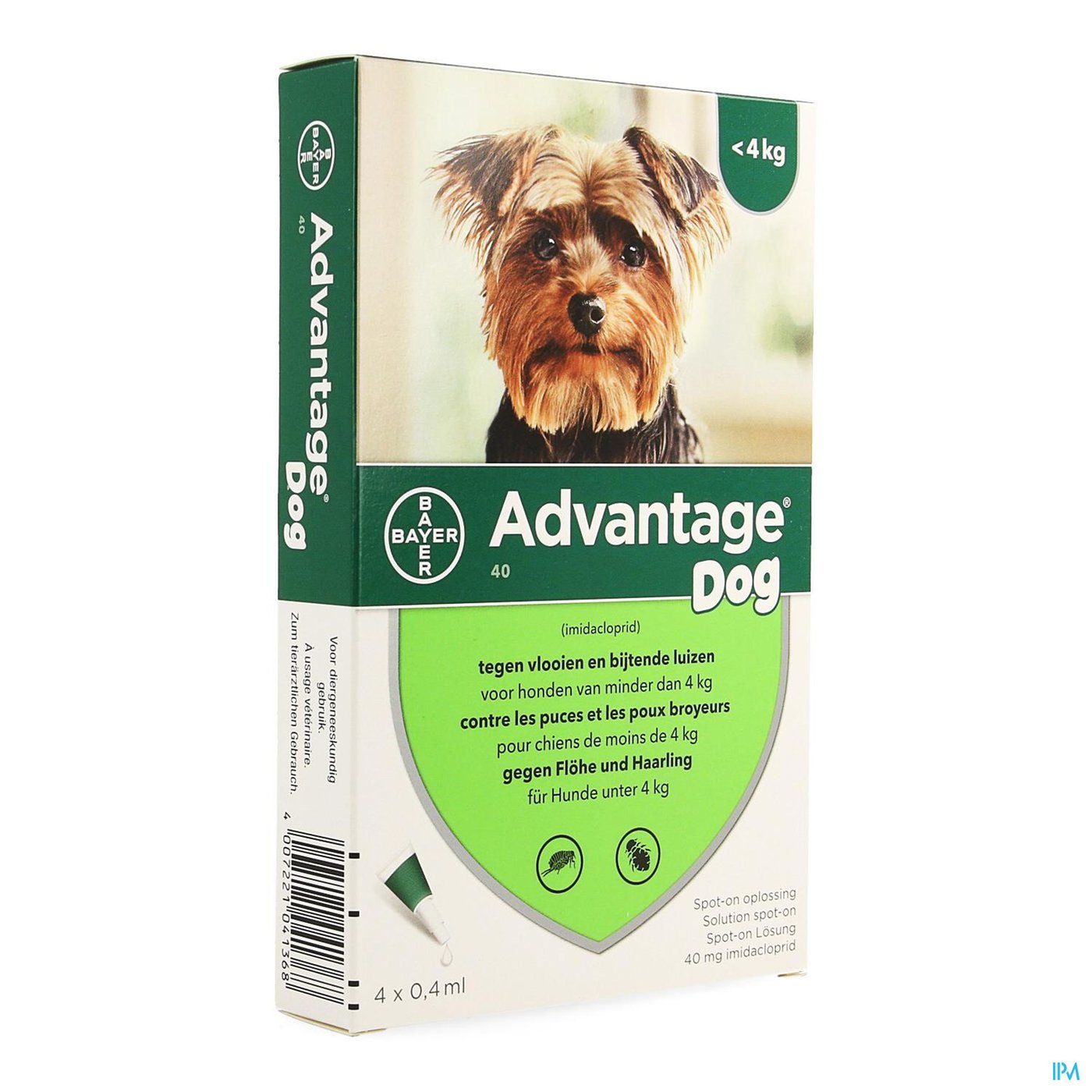 Advantage 40 Honden <4kg 4x0,4ml packshot