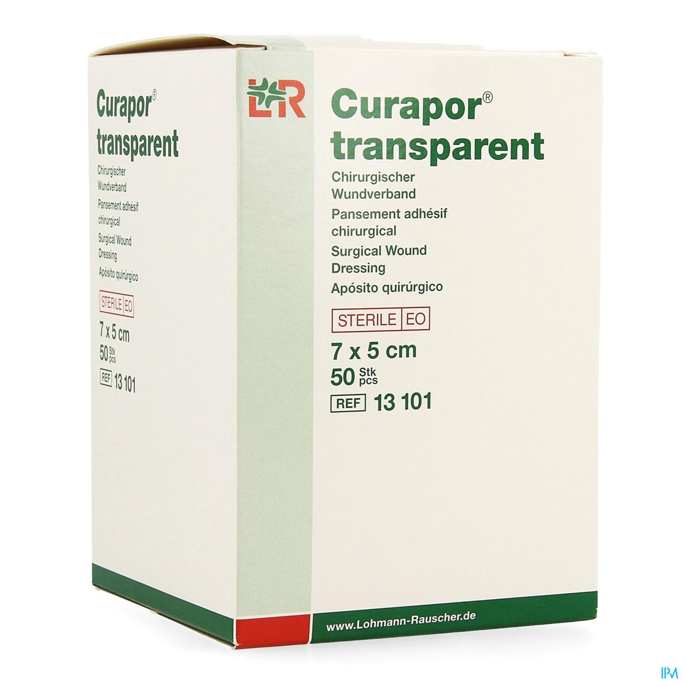 Curapor Transparant Steriel 7cmx 5cm 50 13101 packshot