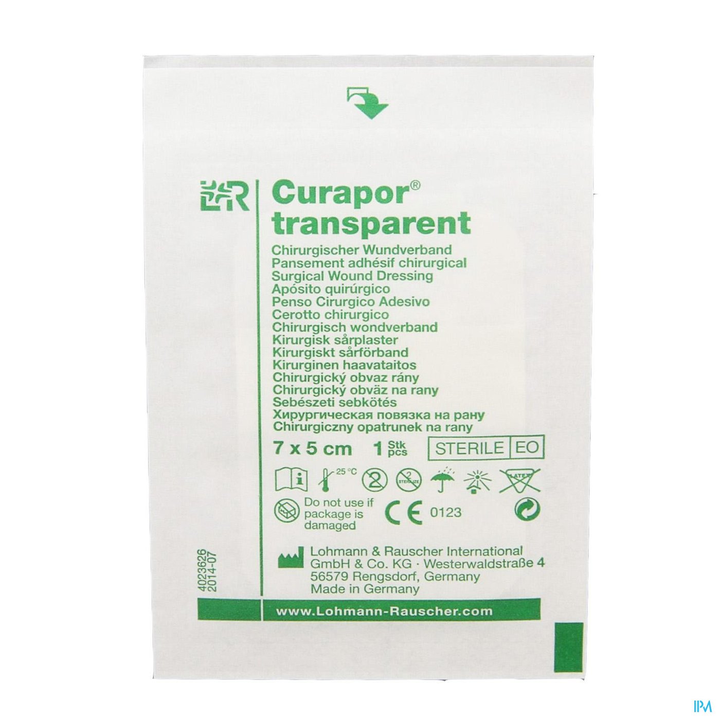 Curapor Transparant Steriel 7cmx 5cm 50 13101 productshot