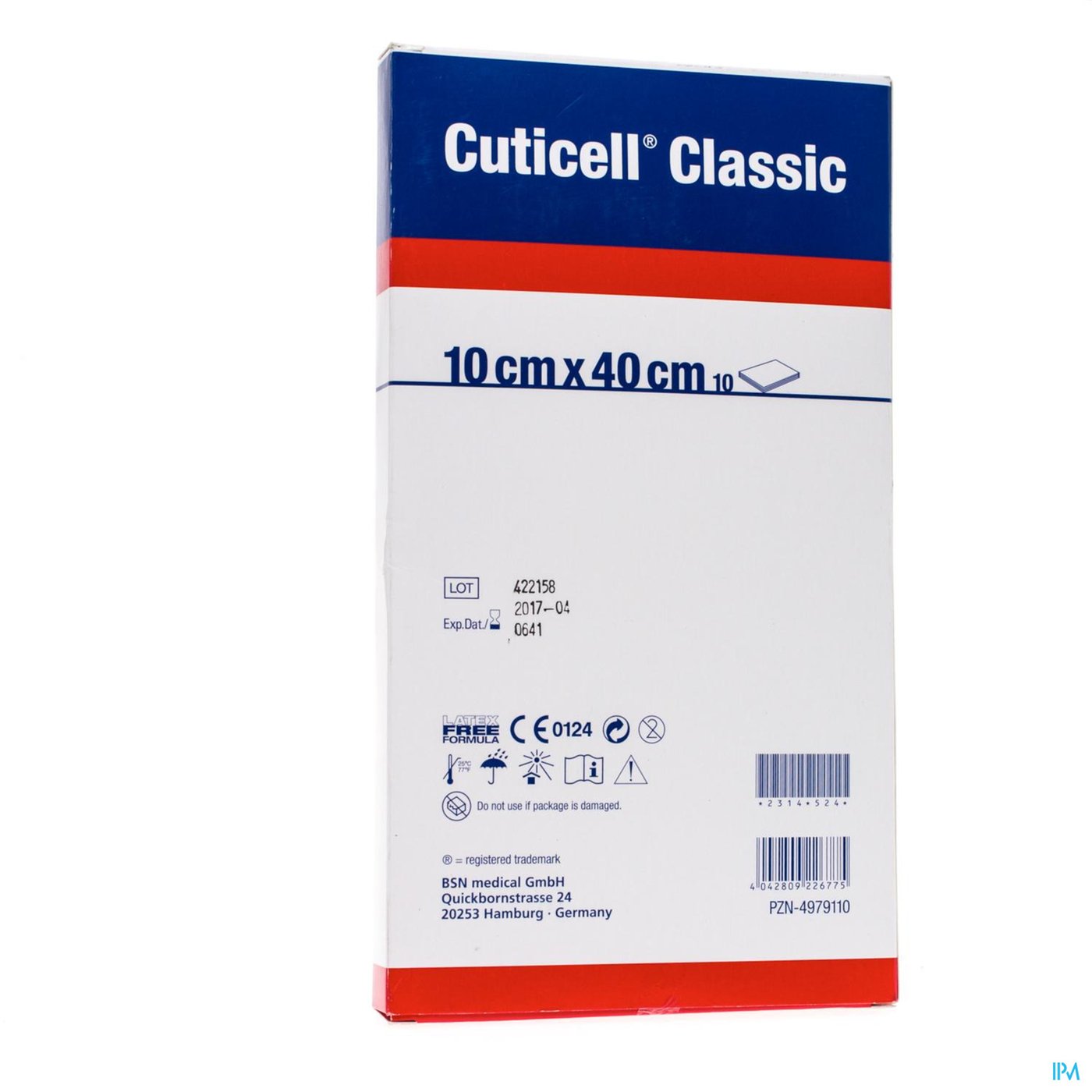 Cuticell Classic Gaaskompres 10,0x40cm 10 7253804 packshot