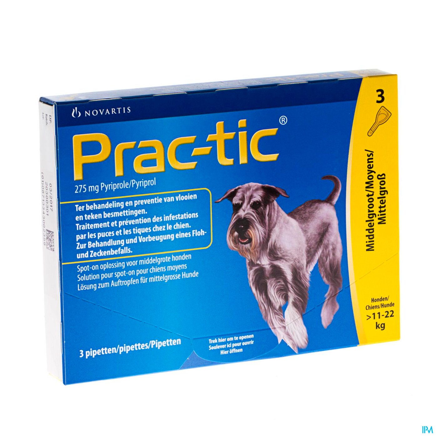 Prac-tic Spot-on A/vlo-teek Hond Middel Pip.1x3