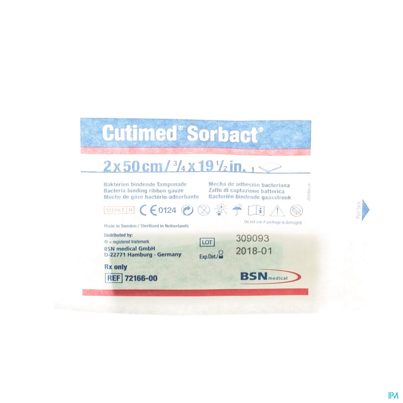 Cutimed Sorbact Gaasstrook 2x50cm 1 7216600 packshot
