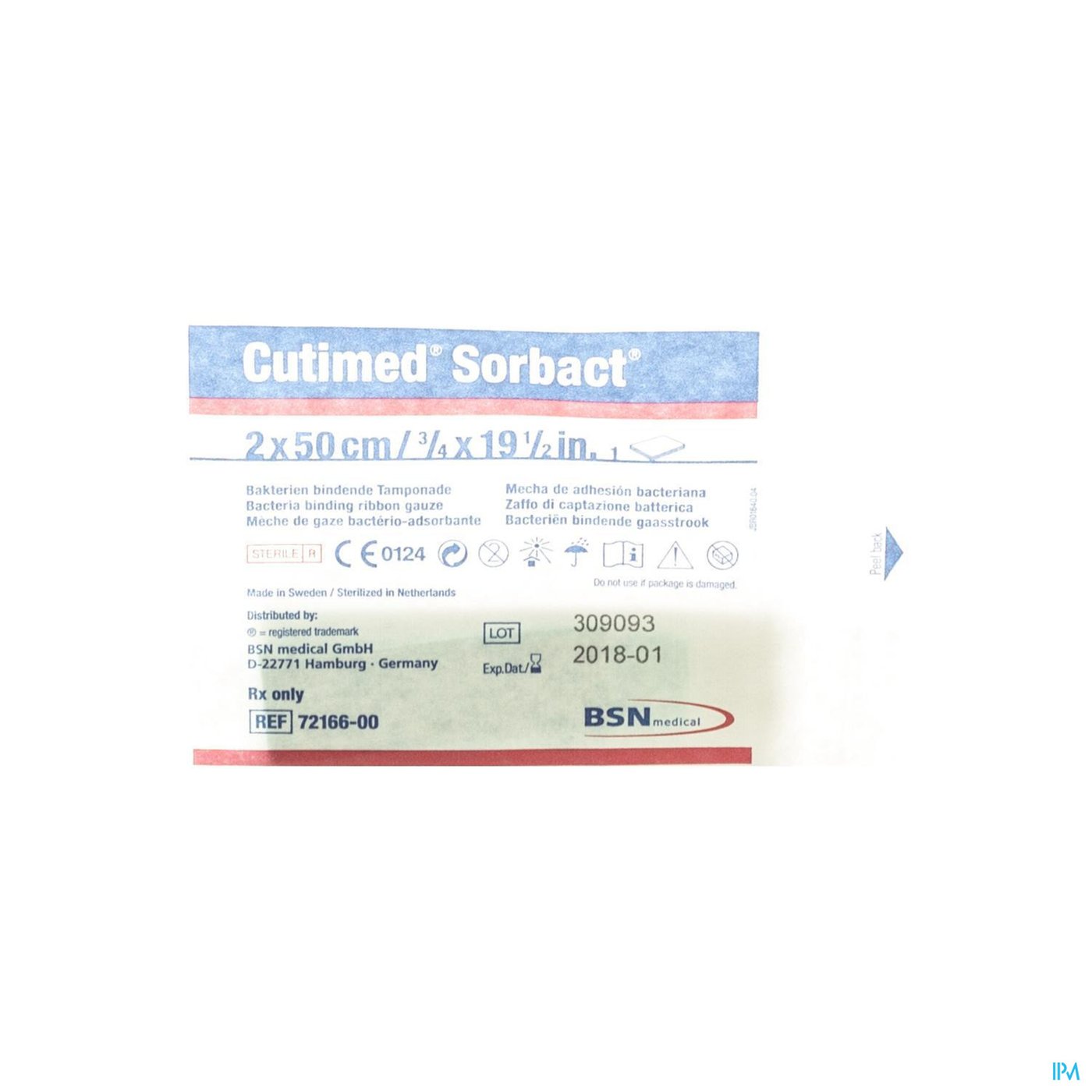 Cutimed Sorbact Gaasstrook 2x50cm 1 7216600 packshot