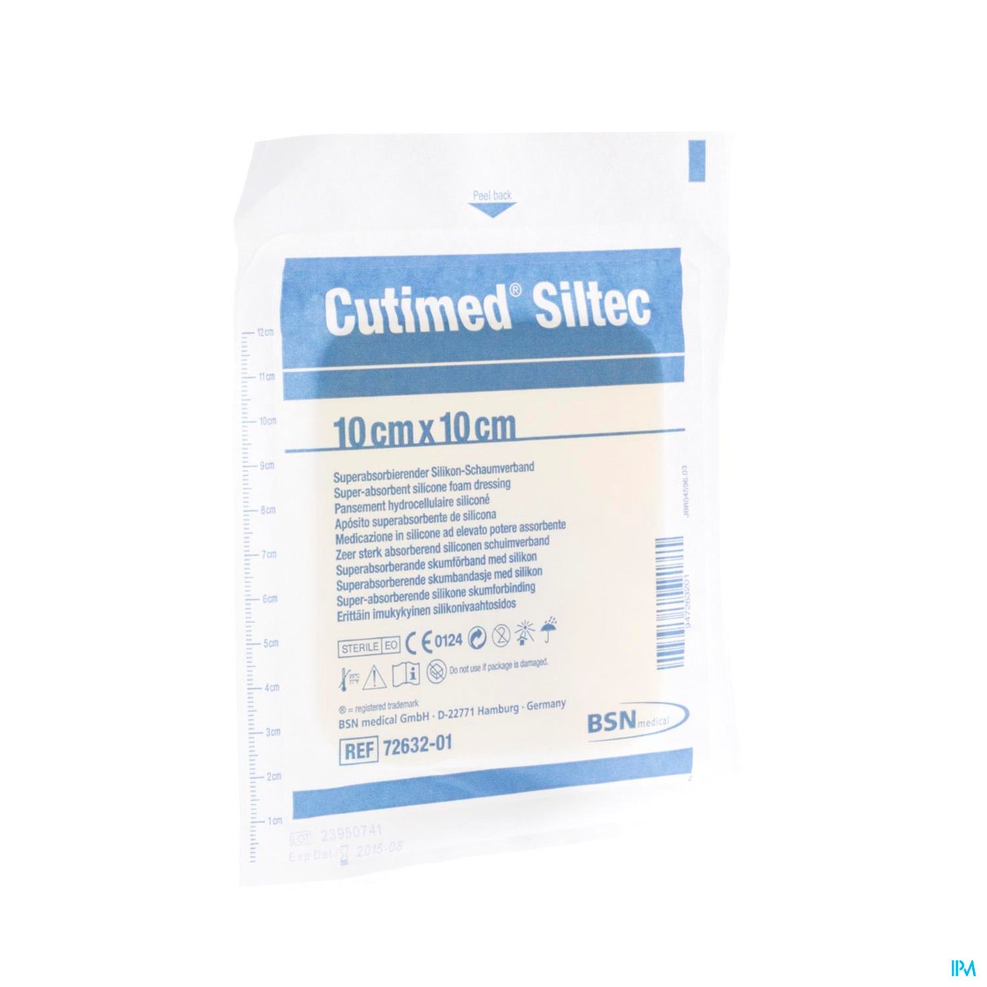 Cutimed Siltec Kp Steriel 10,0x10,0cm 1 7328501 packshot