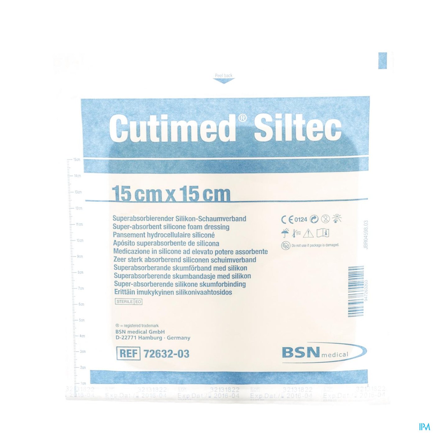 Cutimed Siltec Kp Steriel 15,0x15,0cm 1 7328503