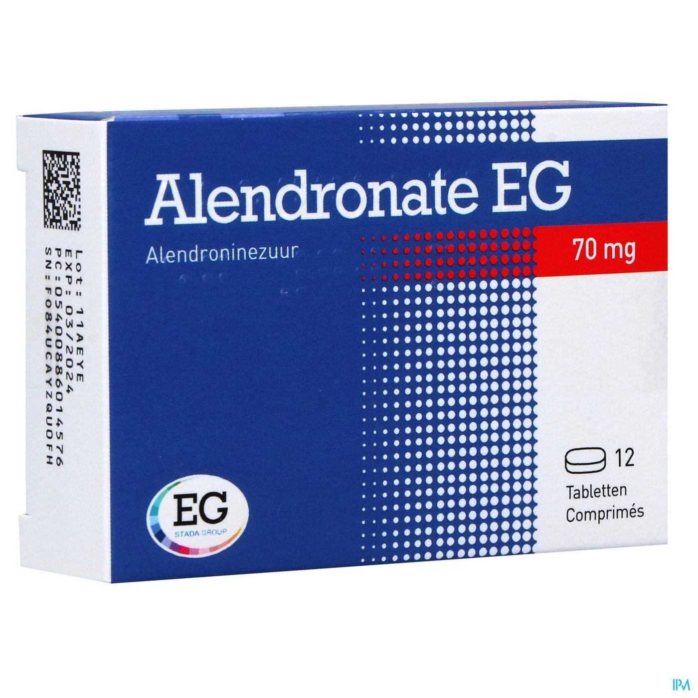 Alendronate EG Pi Pharma 70Mg Comp 12X70Mg Pip packshot