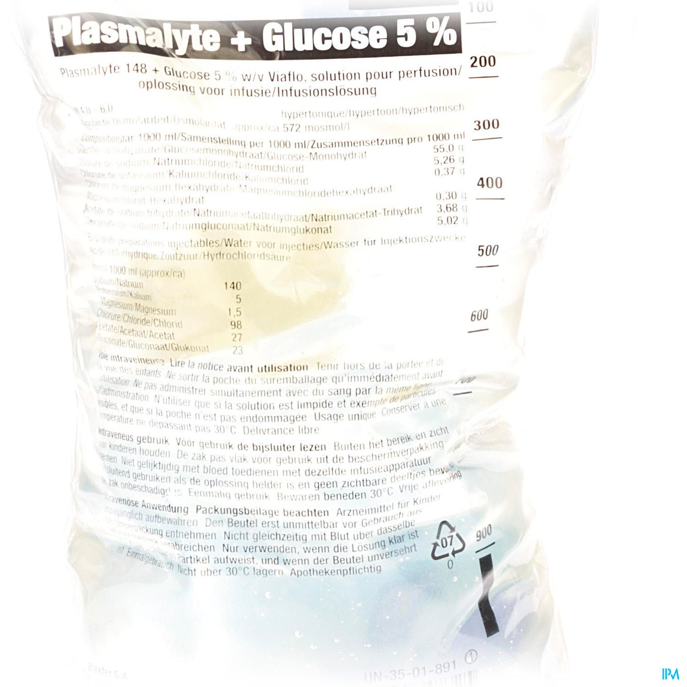 Bx Plasmalyte 148+glucose5% Viaflo 20 Za 500ml Iv packshot