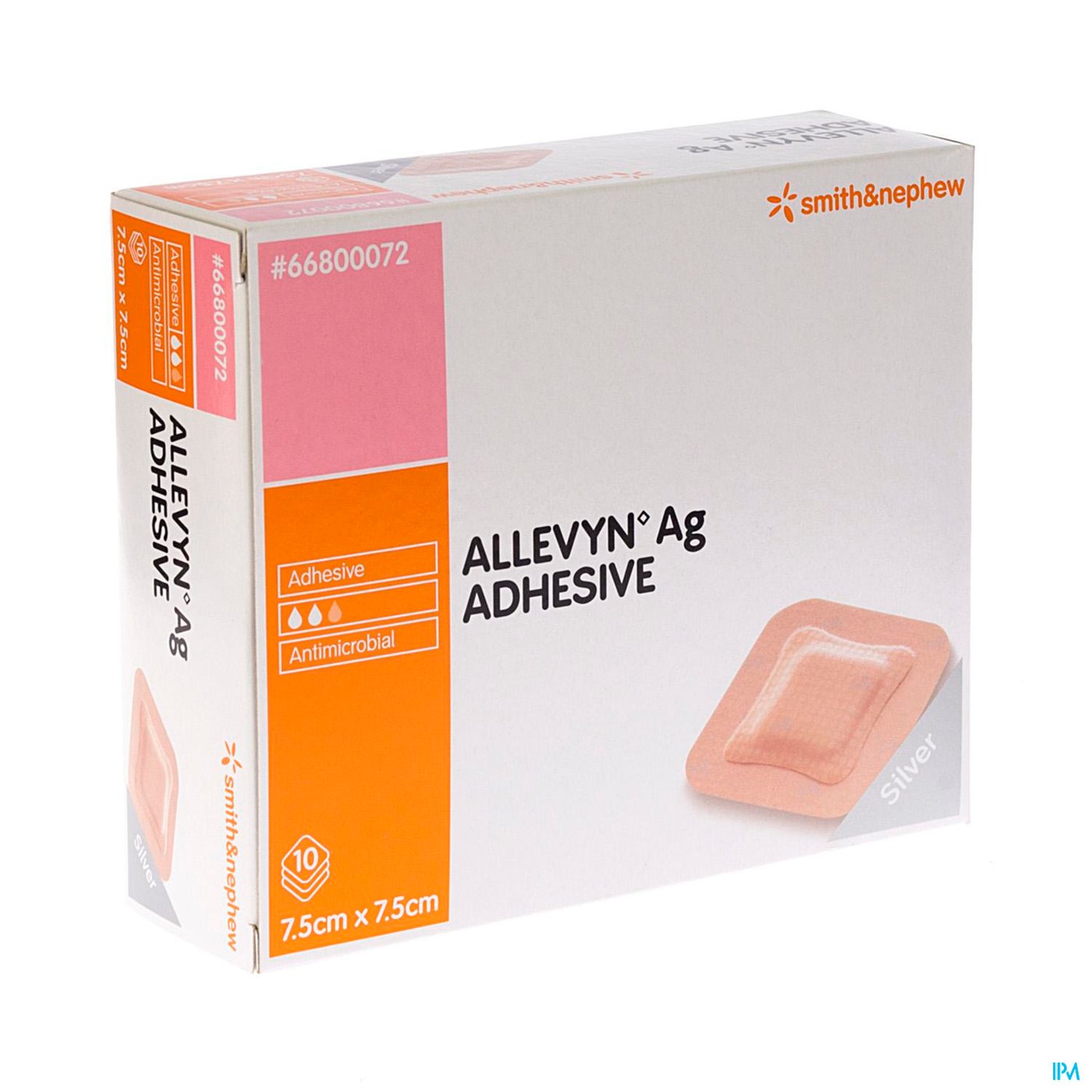 Allevyn Ag Adhesive Ster 7,5x 7,5cm 10 66800072 packshot