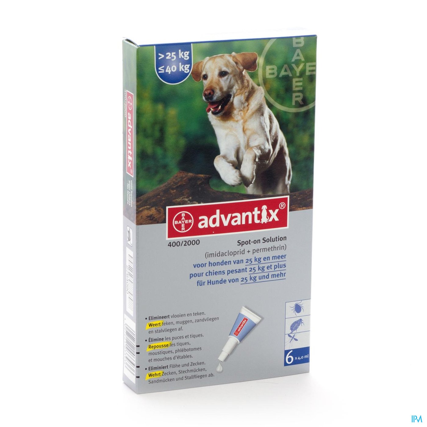 Advantix 400/2000 Honden 25<40kg Fl 6x4,0ml packshot
