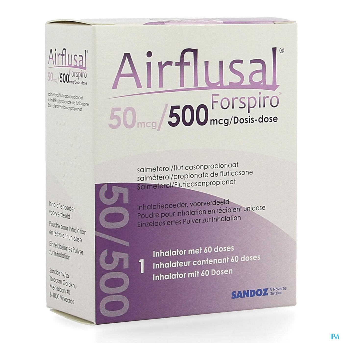 Airflusal Forspiro 50mcg/500mcg Pdr Inh. 1x60 Dose packshot