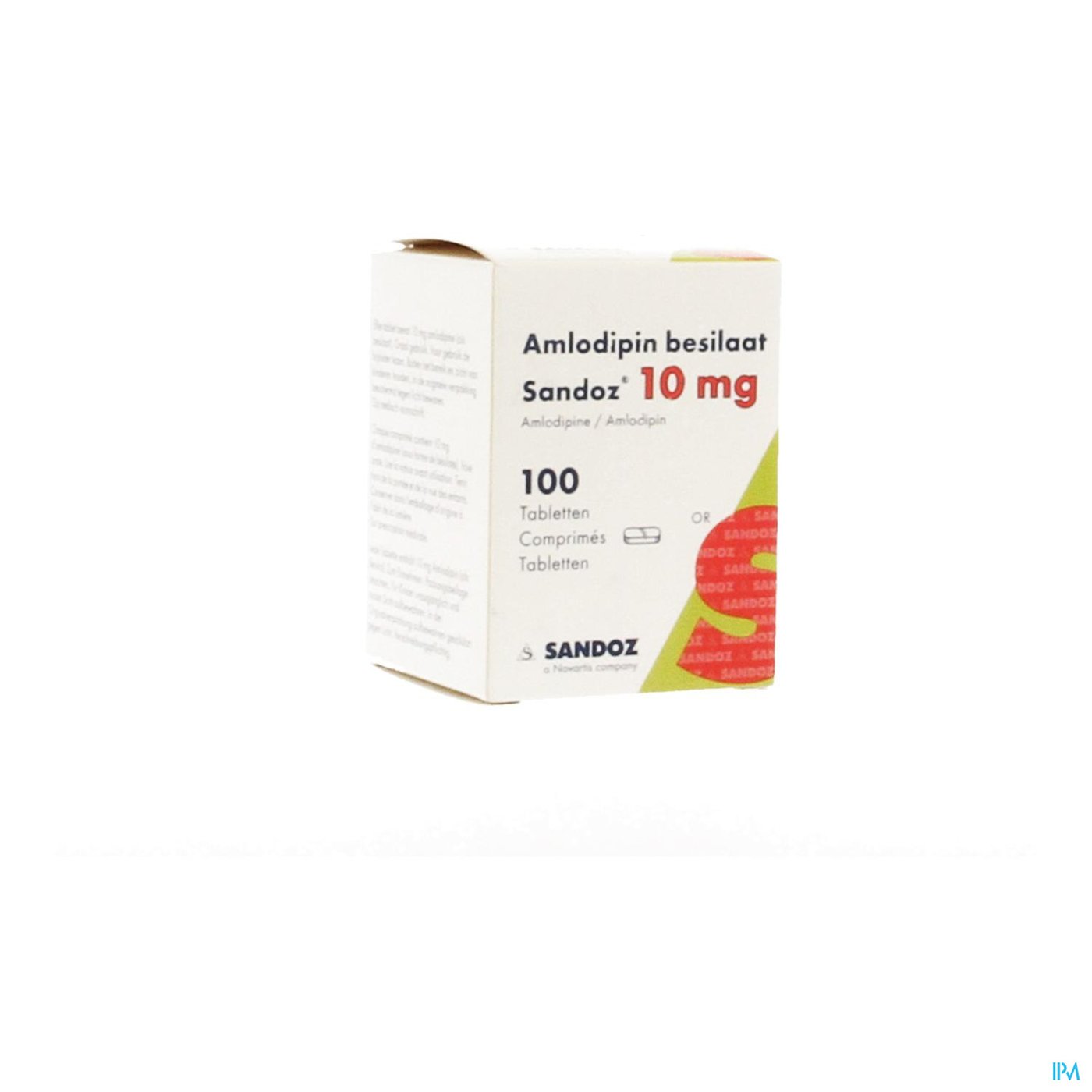 Amlodipine Besilaat Sandoz Pot C0mp 100x10mg packshot