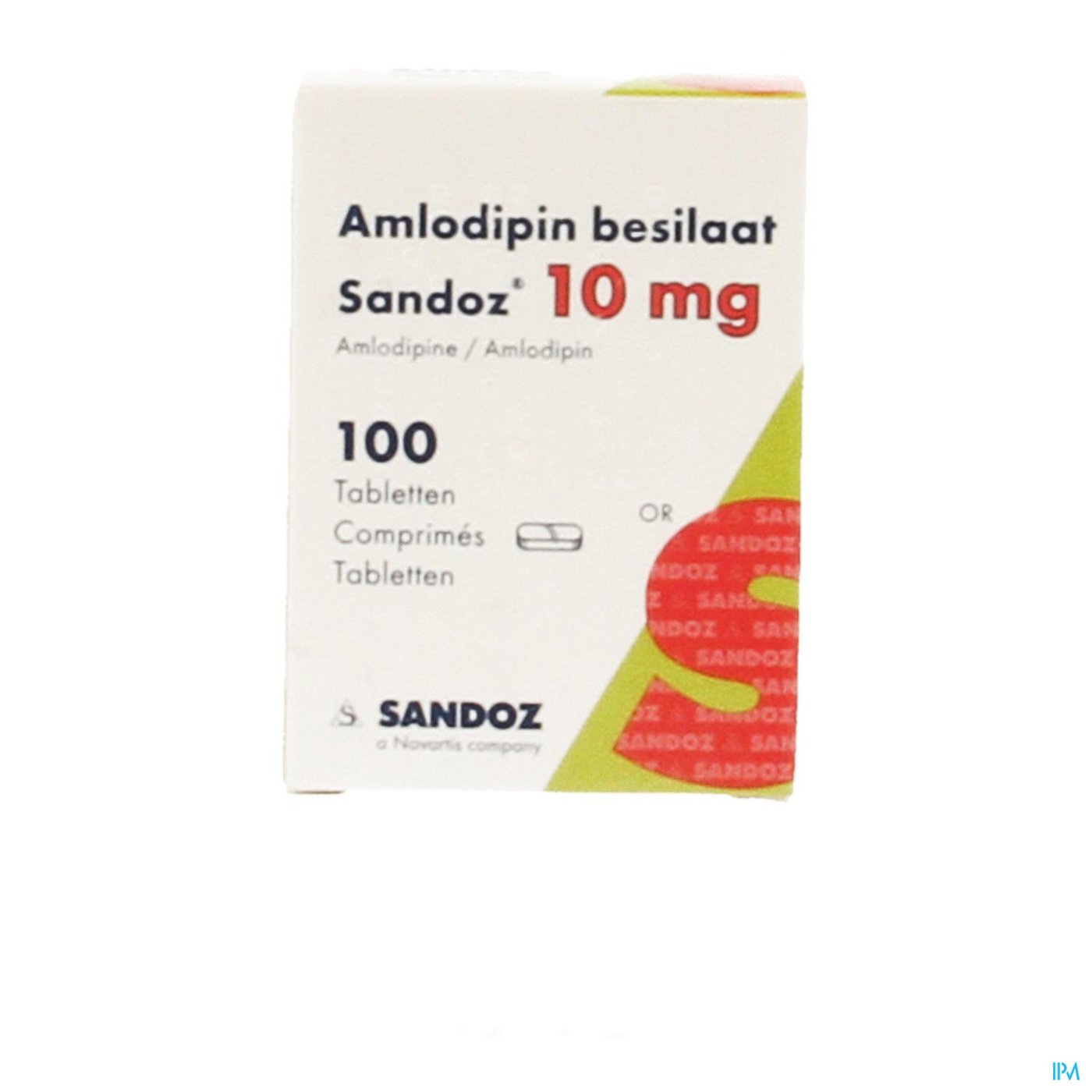 Amlodipine Besilaat Sandoz Pot C0mp 100x10mg packshot