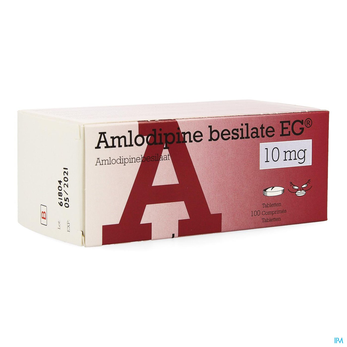 Amlodipine Besilaat Eg 10mg Pipharma Comp 100x10mg packshot