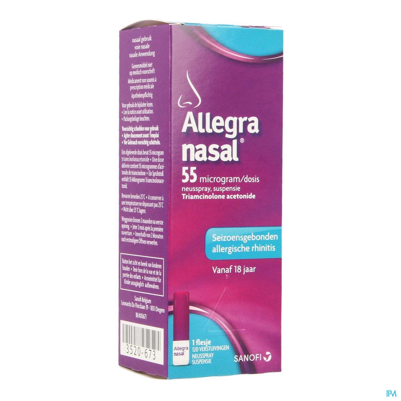 Allegra Nasal 55mcg/dosis Neusspray 120 Verstuiv. packshot