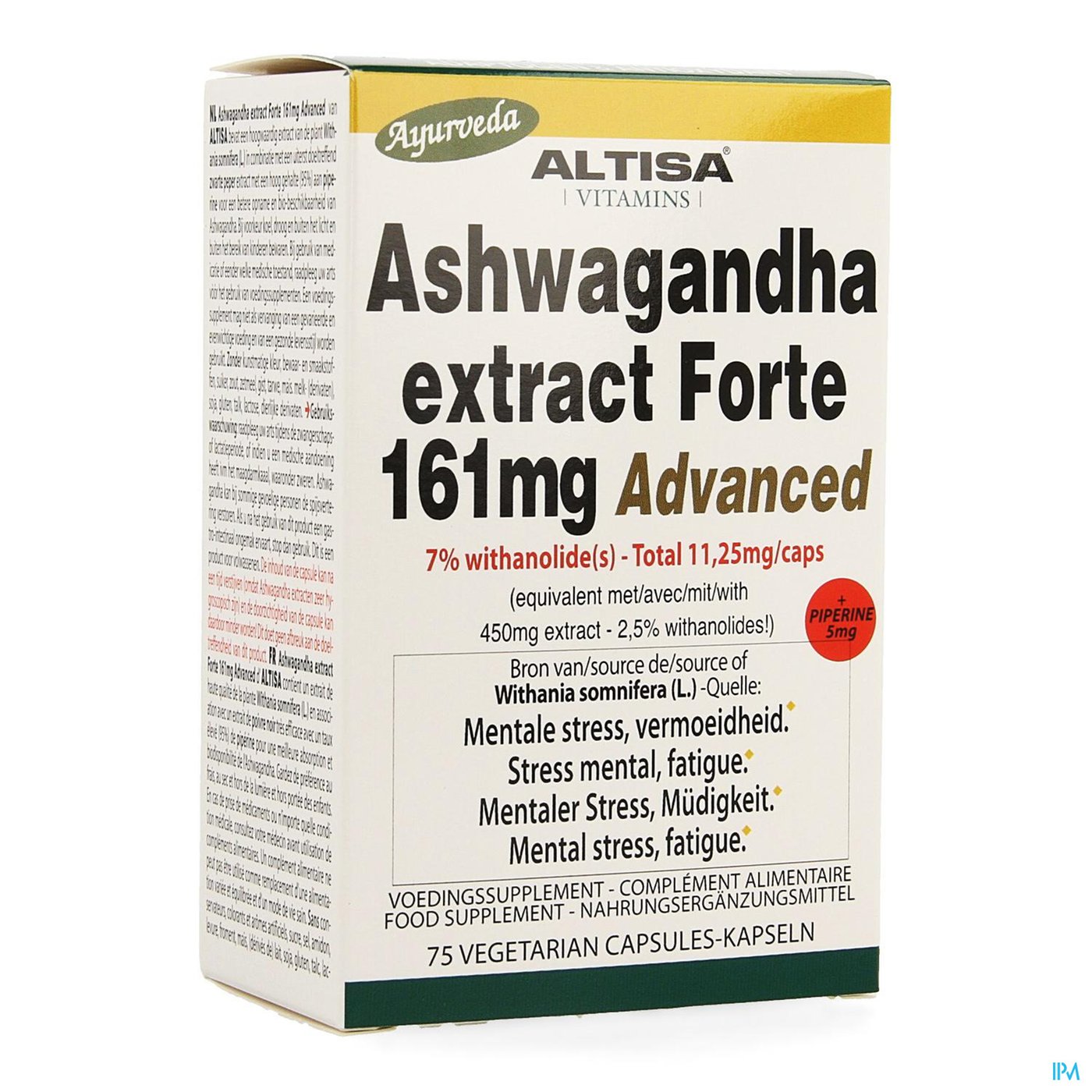 Altisa Ashwagandha Forte 161mg Advanced Caps 75 packshot