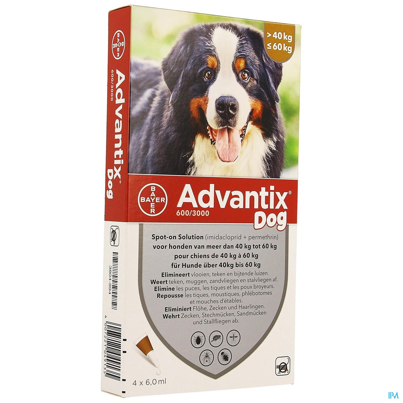 Advantix Dog Spot-on Opl Hond 40-60kg Pipet 4x6ml packshot