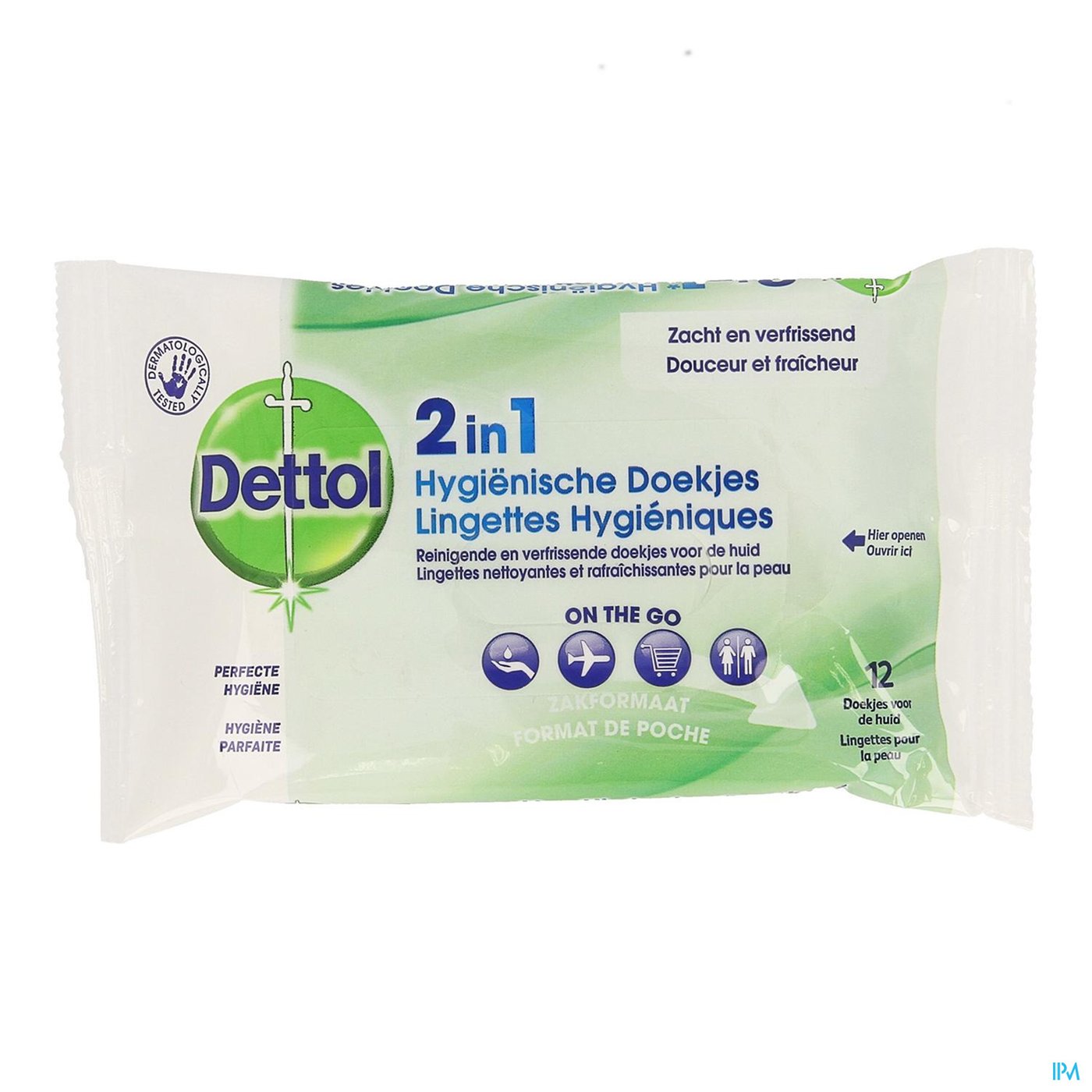 Dettol 2in1 Hygienische Doekjes 12 packshot