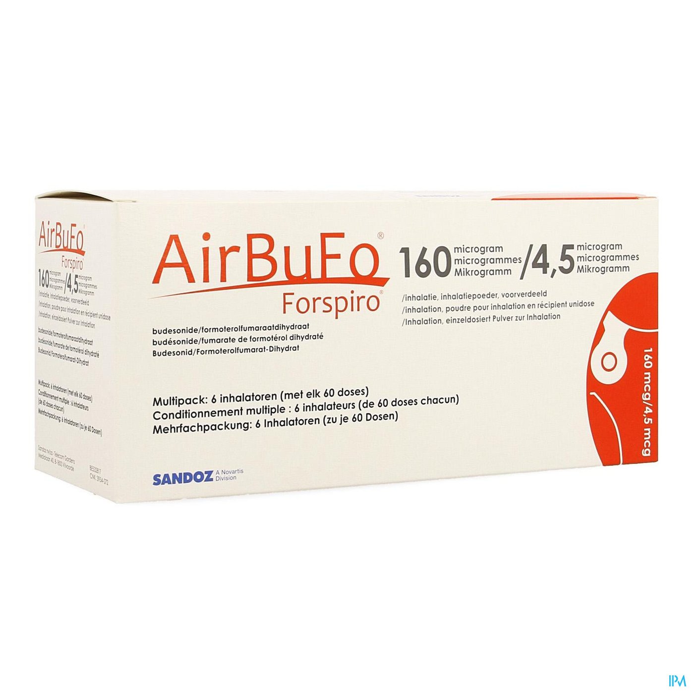 Airbufo Forspiro 160mcg/4,5mcg Inhal. 6 X 60dosis packshot