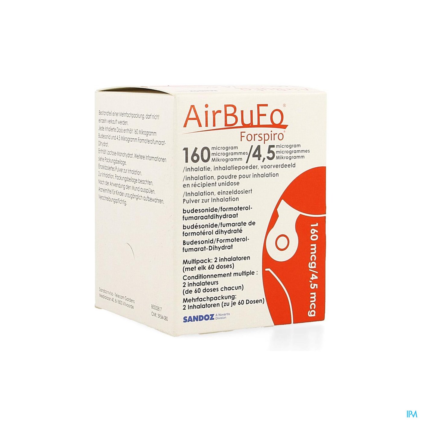 Airbufo Forspiro 160mcg/4,5mcg Inhal. 2 X 60dosis packshot