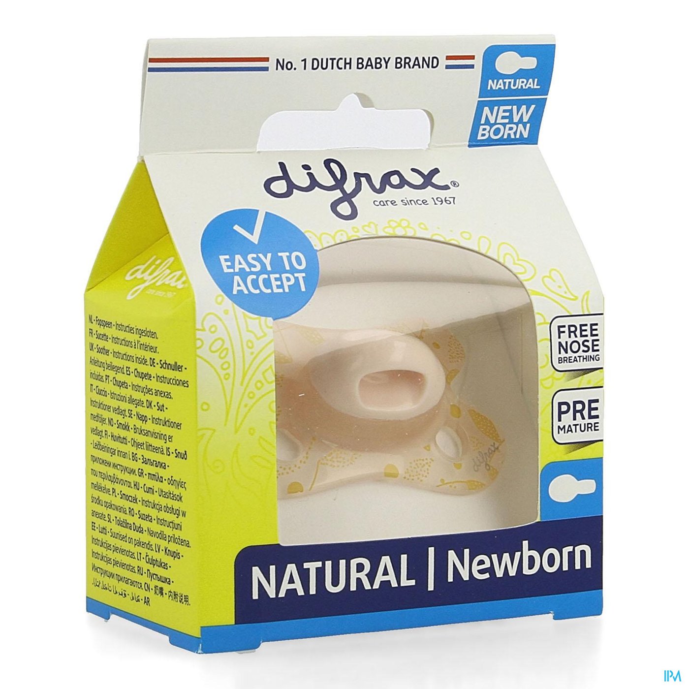 Difrax Fopspeen Natural Newborn Roze-print packshot