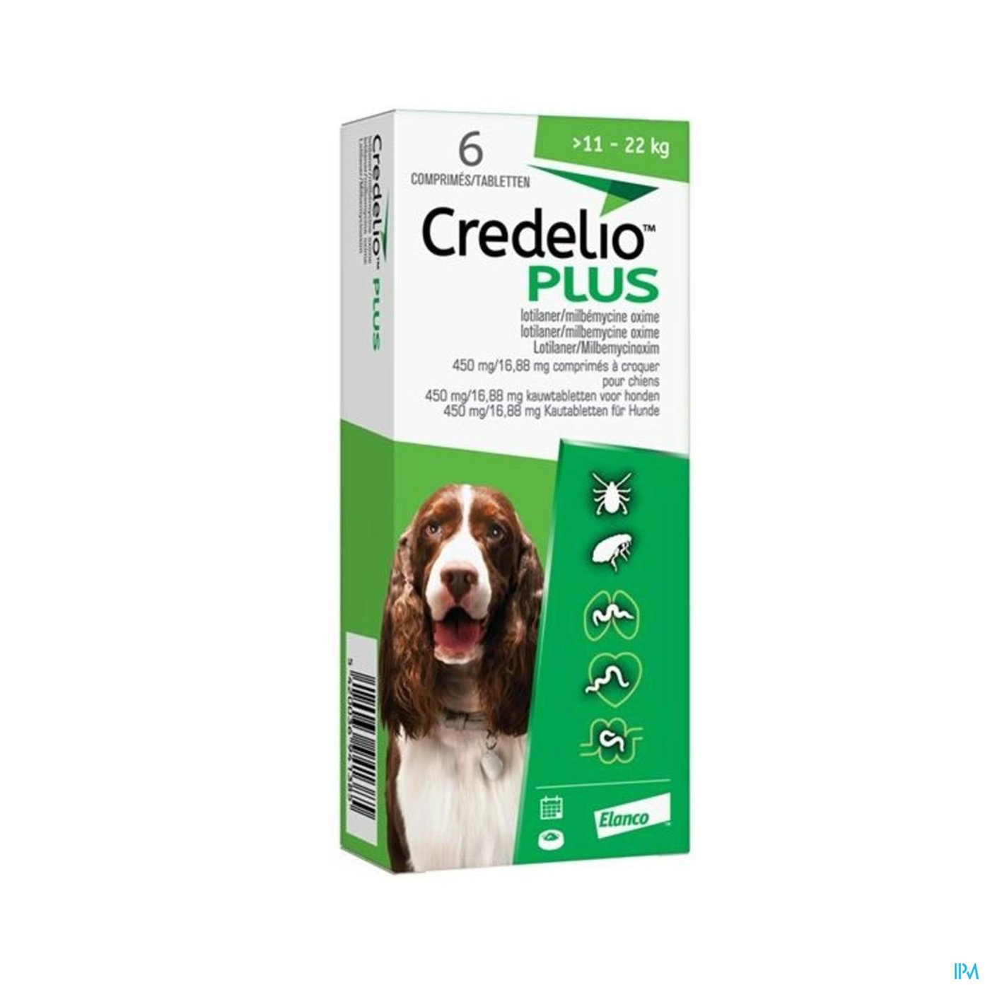 Credelio Plus 450,00mg/16,88mg Hond Kauwtabl 6 packshot
